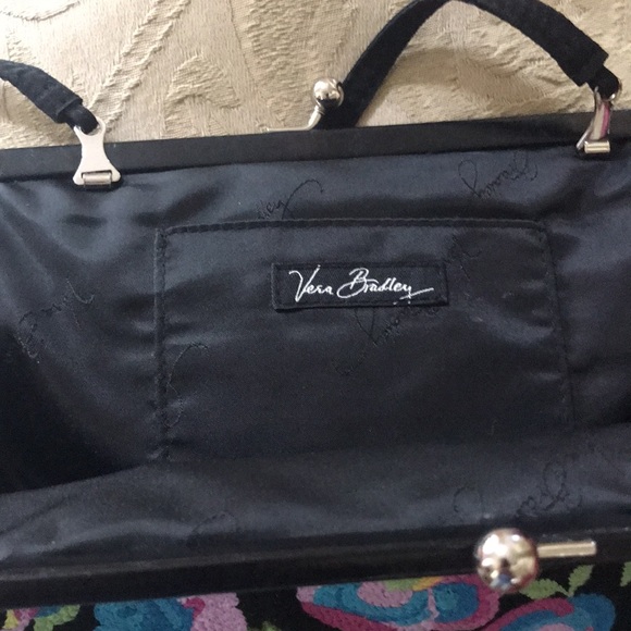 Vera Bradley embroidered multi colored floral design handbag or clutch on black - Picture 3 of 3